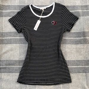 NWT Sundry striped ribbed top | two hearts | small